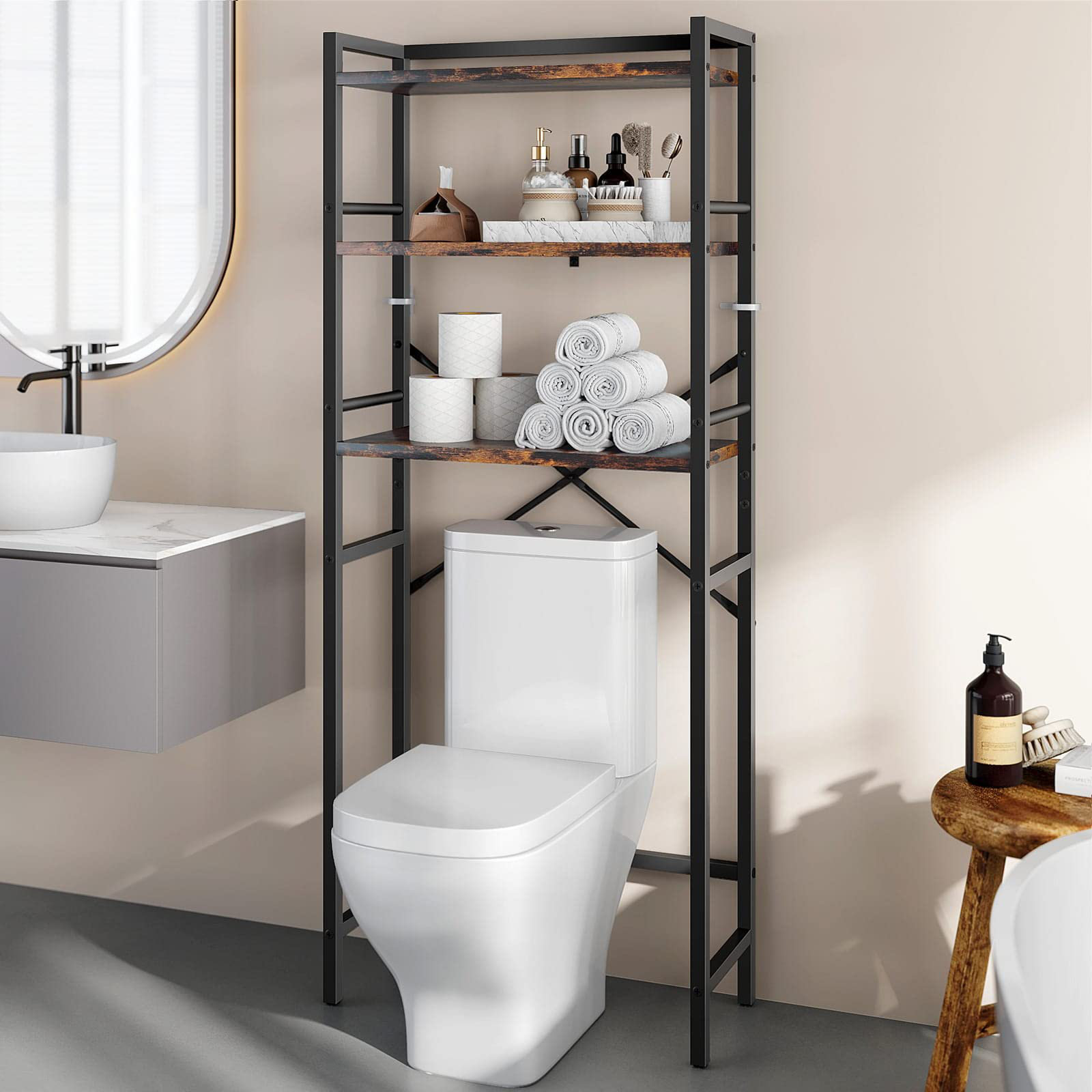 Trijal Metal & MDF Wood Over-the-Toilet Storage, Over Toilet Storage Cabinet with Barn Doors Gracie Oaks Finish: Gray