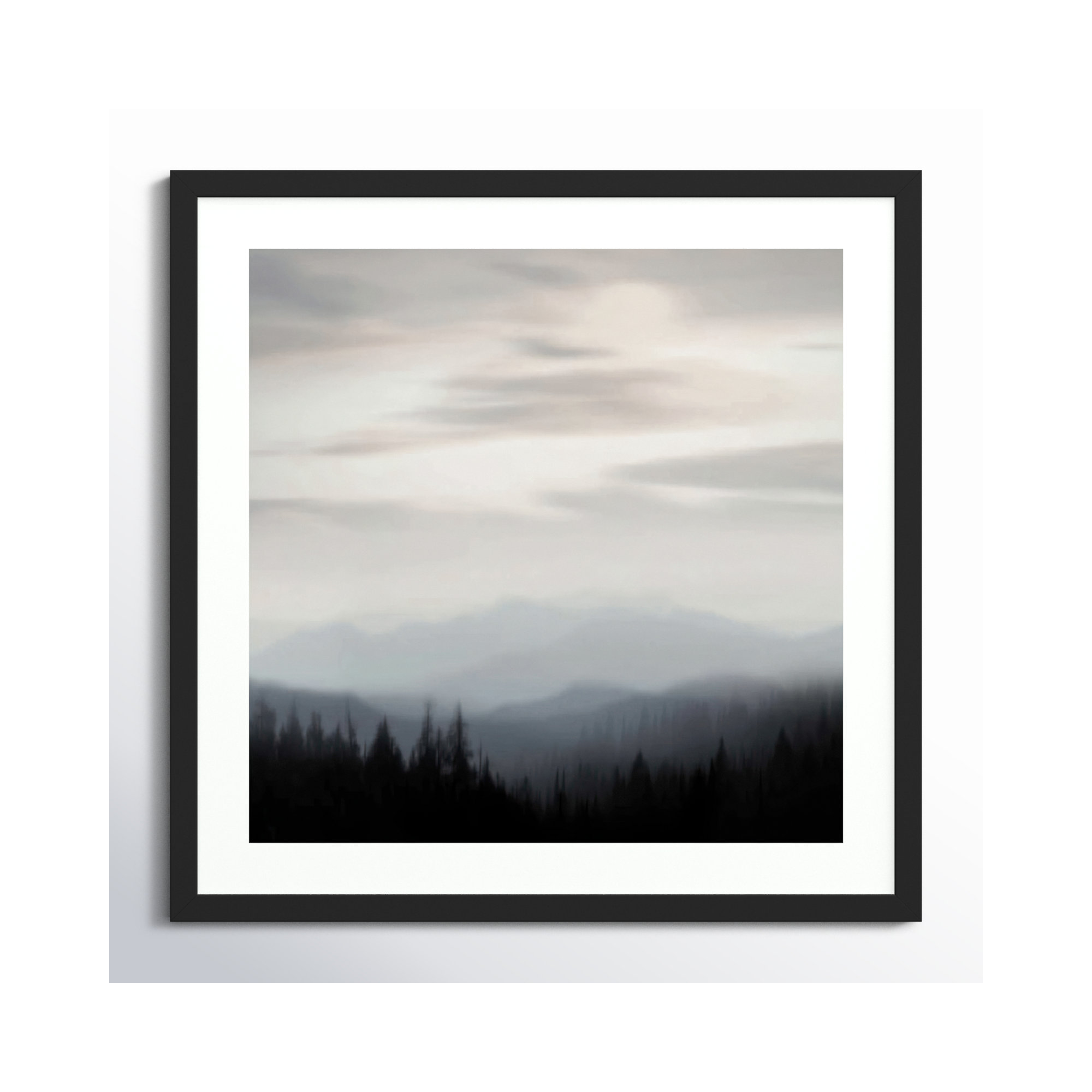 Mountain Vista II by Madeline Clark, 25.12" H x 25.12" W x 0.88" D, Black Framed Paper