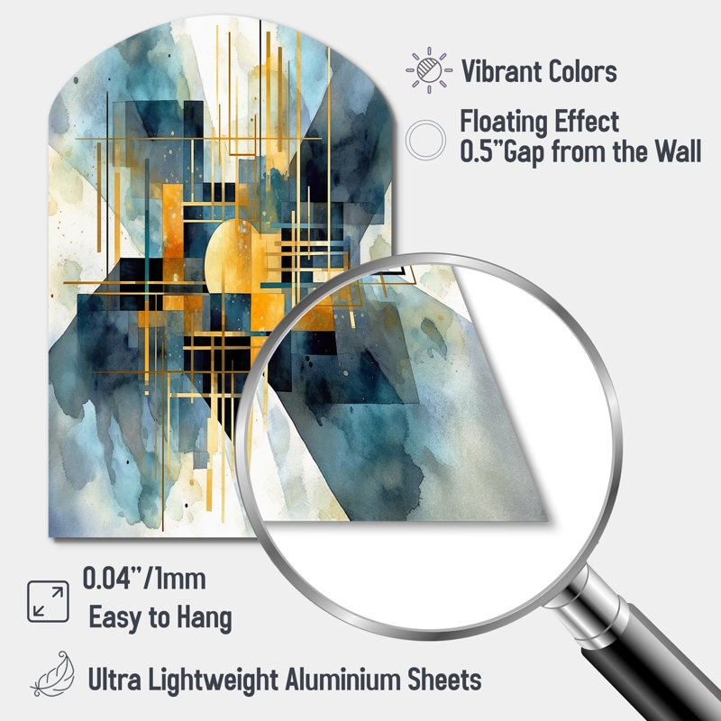 Chloee - formes abstraites arche sur métal, décoration murale asymétrique moderne en métal, H 34 po x l 25 po