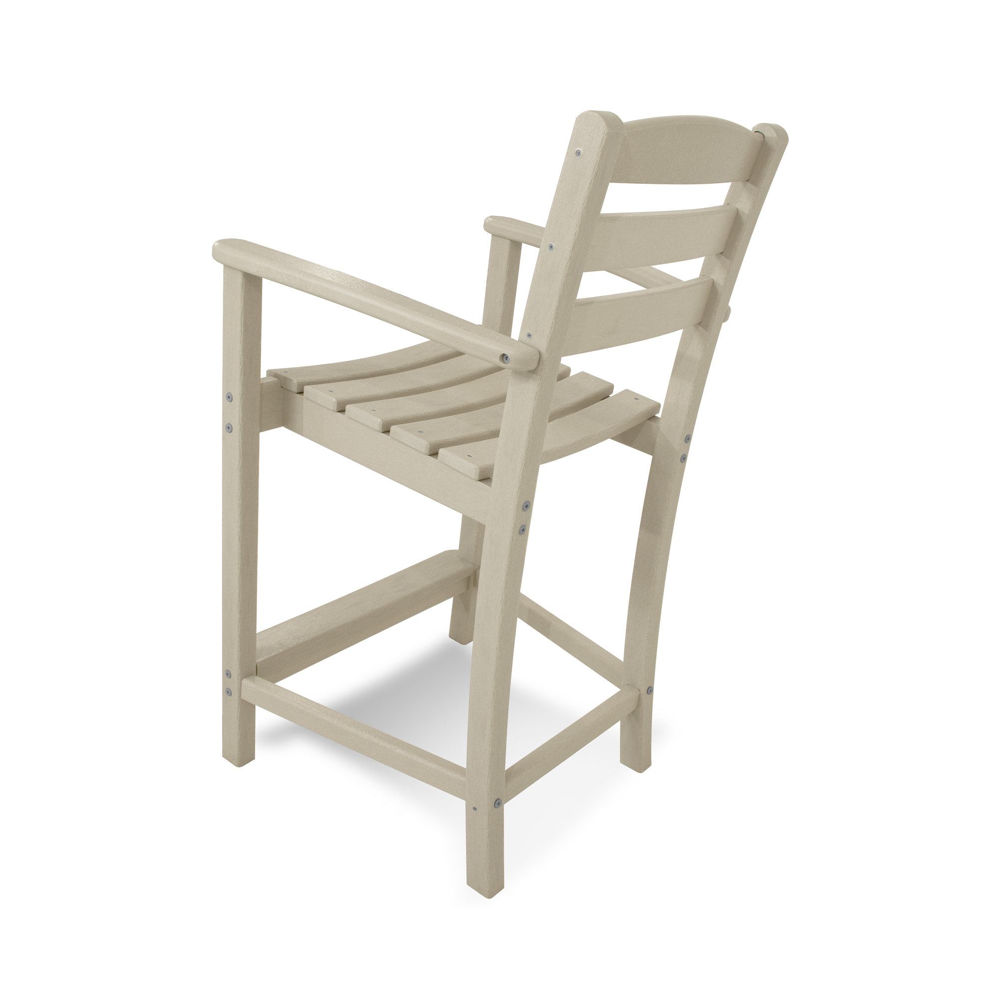 POLYWOOD La Casa Café Bar Arm Chair, Counter Stool (25.13” Seat Height), Sand