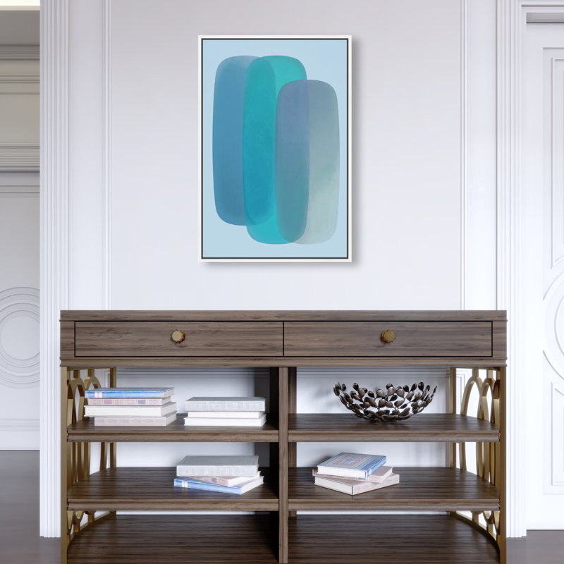 Teal Gradients Print by Oliver Gal, 31"H x 21"W, White Floater Frame