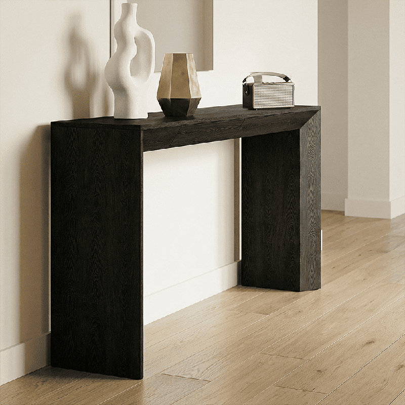 Table de canapé Elegant Waterfall Design - Rangement à tiroir dissimulé pour le couloir et l'entrée, Noir