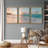 Aesthetic Sunset on Teal Ocean Coastal Beach Shore Framed Canvas 3 Pieces Print Triptych Wall Art-1076734932-1199655257