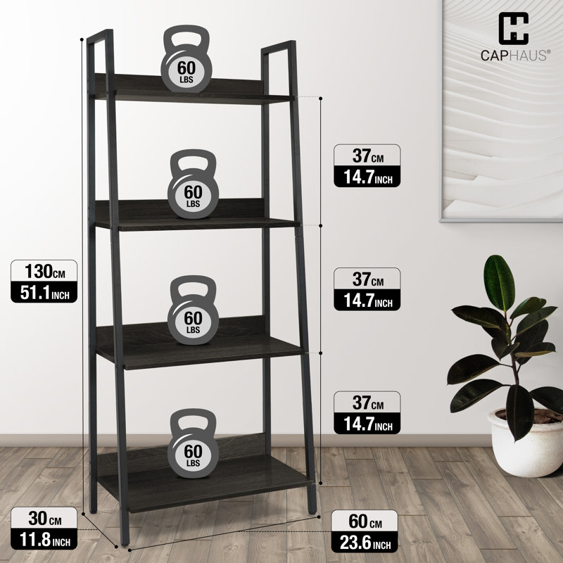 Étagère à 4 niveaux avec étagère de rangement, noir, Noir / noir mat