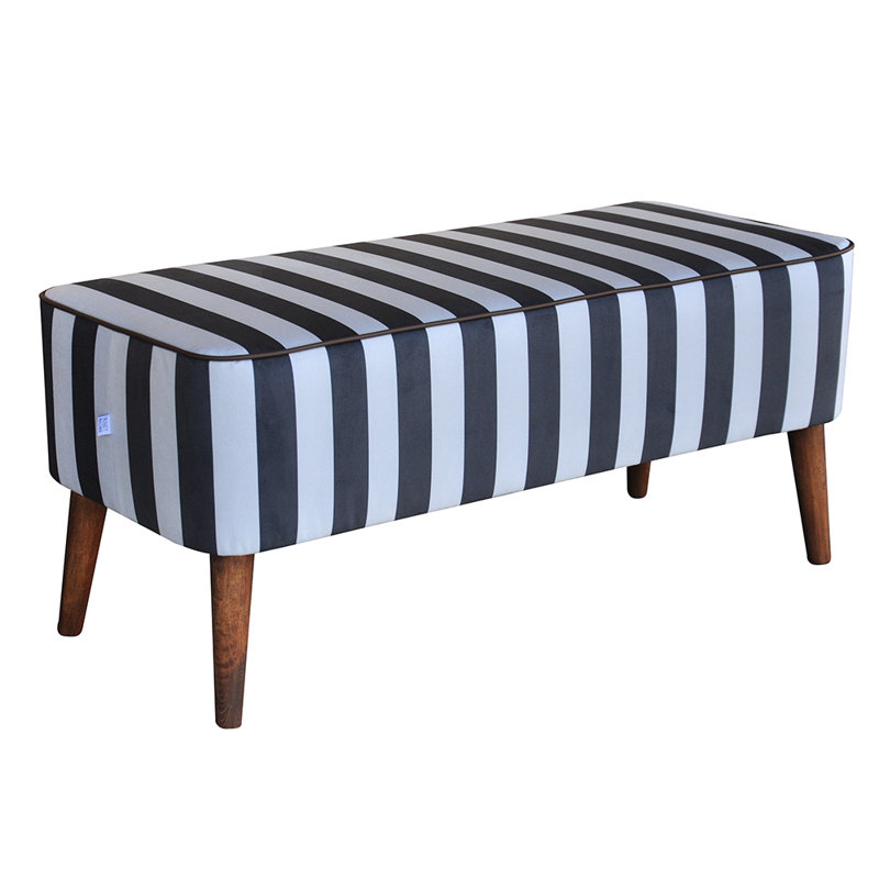Mr.M Polyester Blend Upholstered Bench, Grey, Graphite