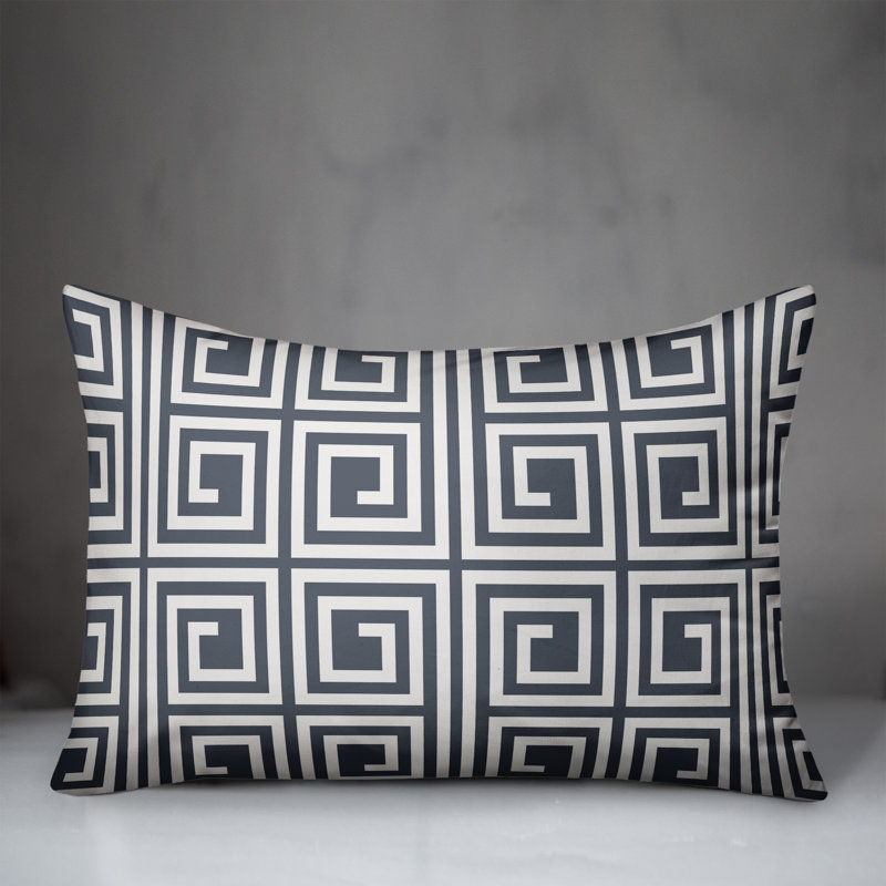  Coussin décoratif géométrique intérieur / extérieur en polyester, Ardoise, H 14 po x l 20 po