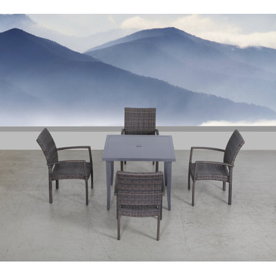 Chimerika 4 - Person Premium All-Weather Wicker Patio Dining Set with Square Table