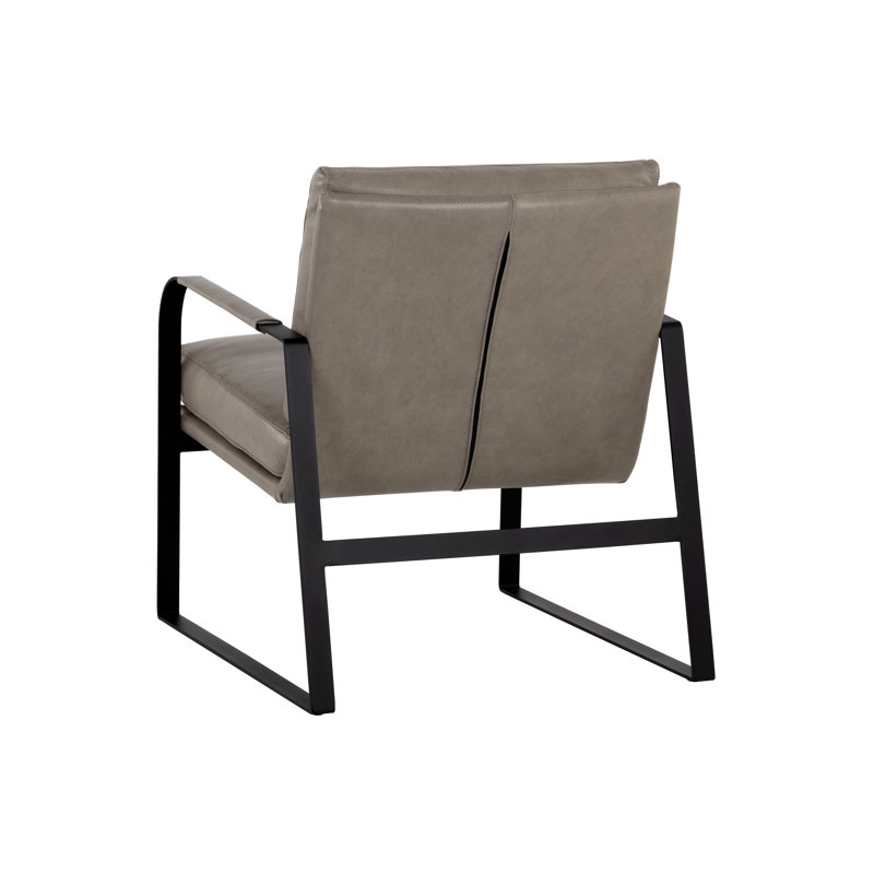 Leather Lounge Chair, Gray Genuine Leather