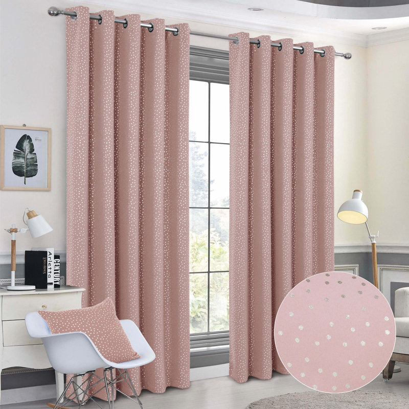 Alexiss Blackout Curtain Pair, Pink, 165 W x 137 D cm