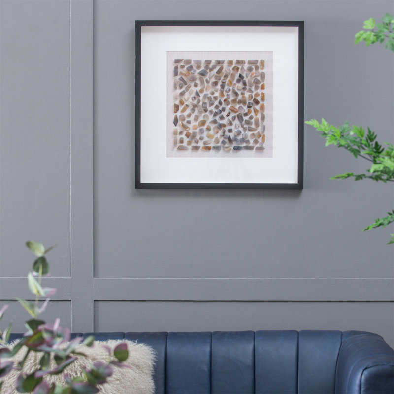 Agate Shadow Box Wall Décor | 23.6-inch Black Frame × Light Gray Velvet