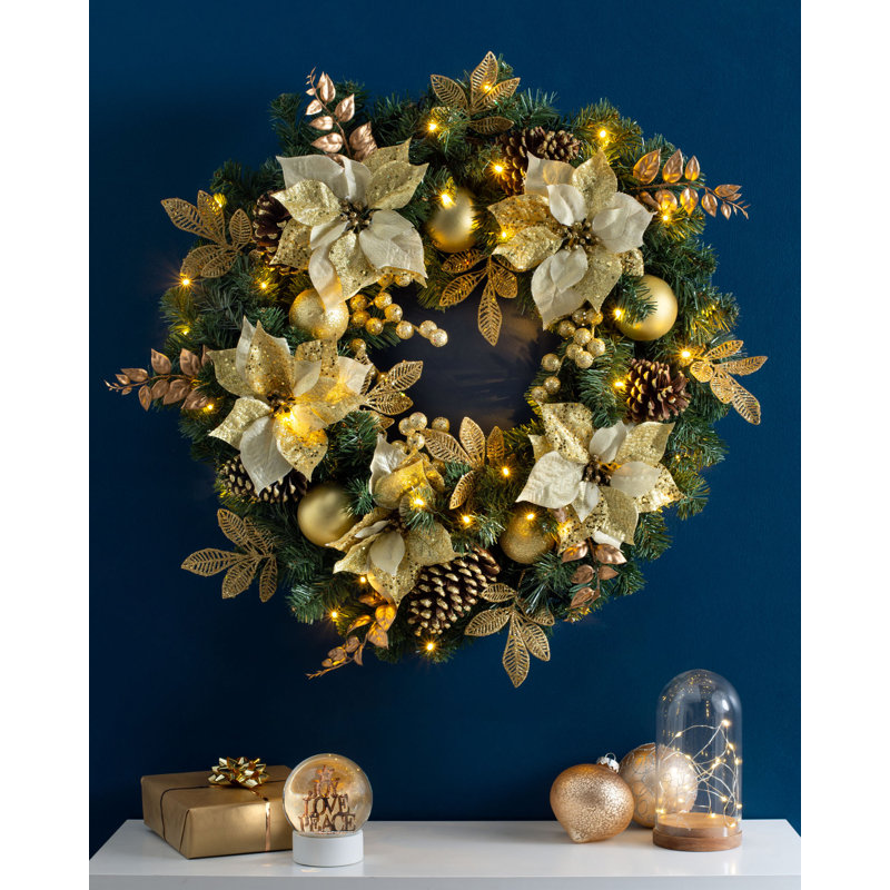 Faux Lighted 76cm Wreath