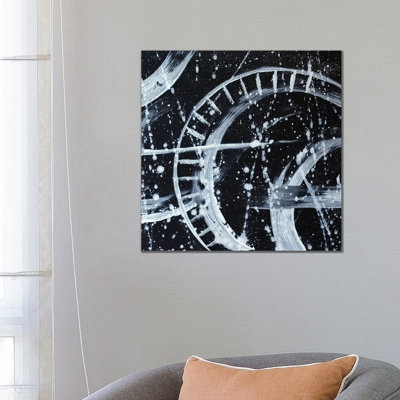 Black White Abstract 1 Piece Wrapped Canvas Wall Art