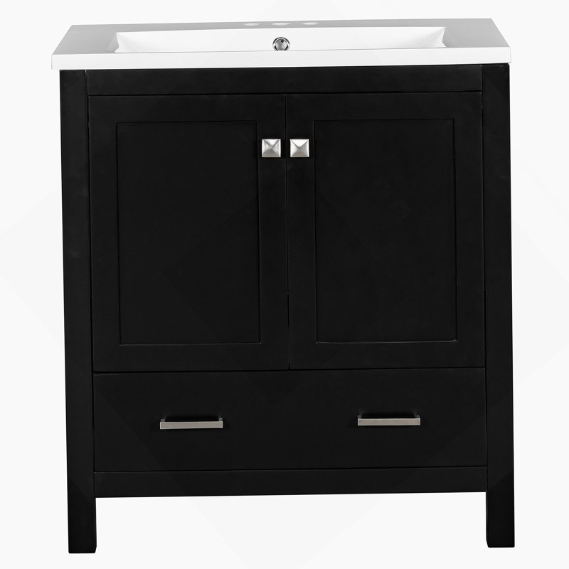 Meuble-lavabo de 30 po avec lavabo simple et armoire encastrée Combo, Noir