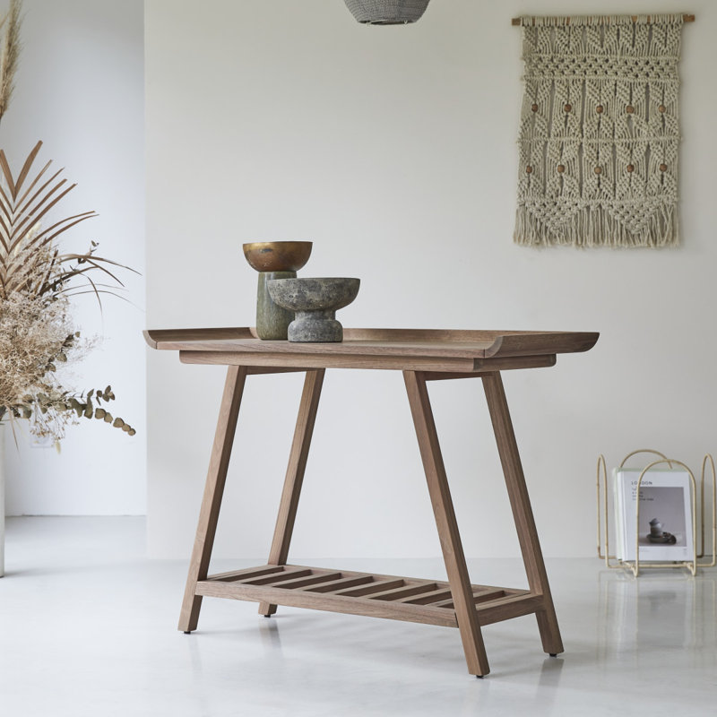 Pampa 110cm Solid Wood Console Table, Dark Brown Wood, 75cm H x 110cm W x 40cm D