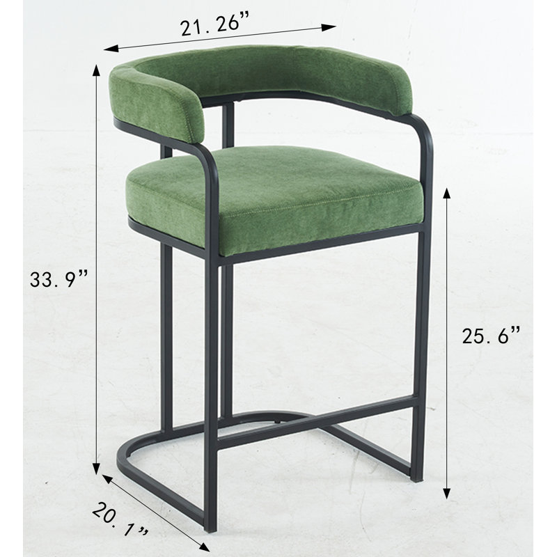 Ensemble de 2 tabourets de bar en chenille - sièges rembourrés, structure en métal et conception ergonomique pour îlot de cuisine ou bar personnel
