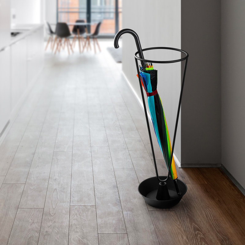 Porte-parapluie robuste en métal, noir, 8,7 x 8,7 x 27,6 pouces | Fabrication 100% durable en métal, design élégant pour la maison ou le bureau | Garde les parapluies organisés et facilement accessibles, idéal pour les vestibules