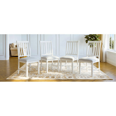 5-Piece Extendable Dining Table Set for 4,Farmhouse Oak Veneer Table and 4 Upholstered Slat Back Chairs, Solid Rubberwood Frame Space-Saving Dining Se