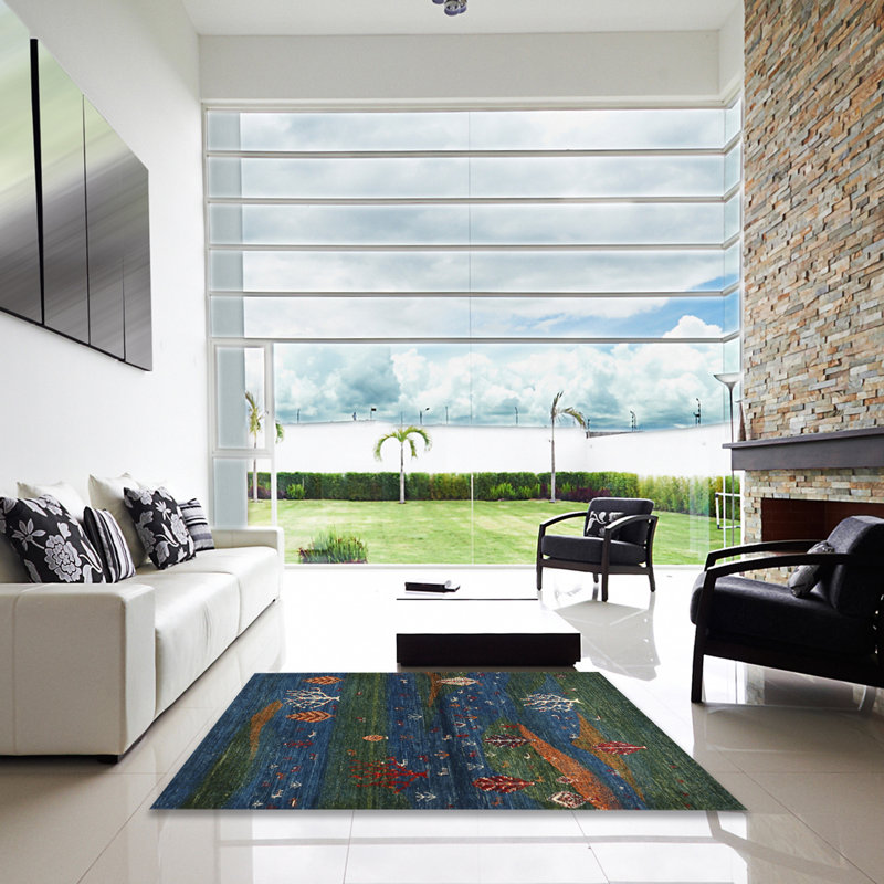 Tapis vert / brun / gris, Carré 6 pi