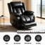 Fauteuil inclinable électrique en cuir véritable avec massage et chaleur, capacité de poids de 350 lb, double moteur-1880322227