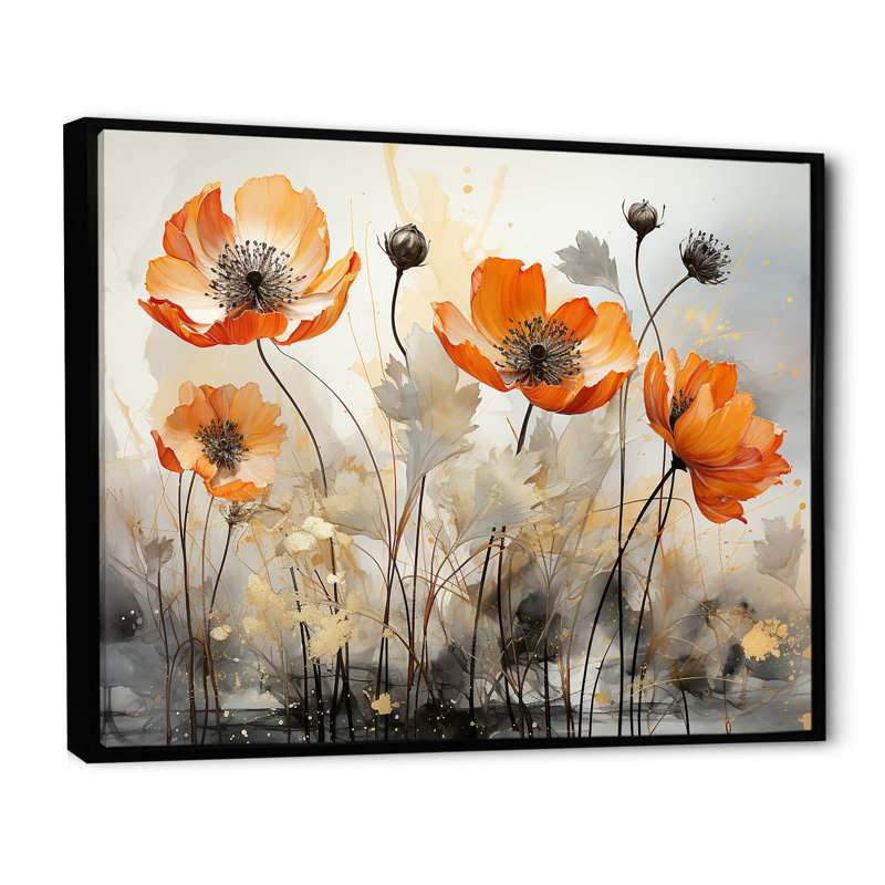 Buttercups Are intégré en A mixte sur toile, H 12 po x l 20 po, Cadre flottant noir