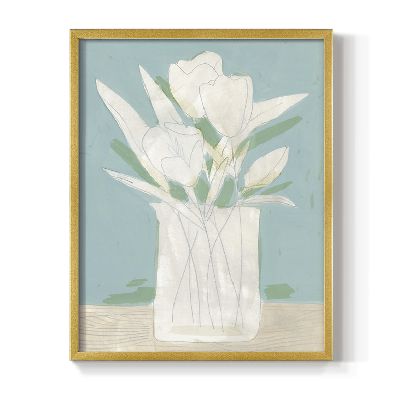 Reproduction encadrée «Mute Spring Arrangement II» - bois massif, Or, H 28 po x l 22 po