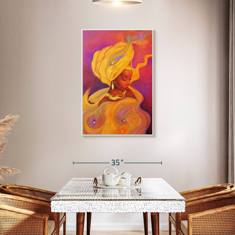Déesse Oshun, Cadre flottant blanc, 29 po x 43 po