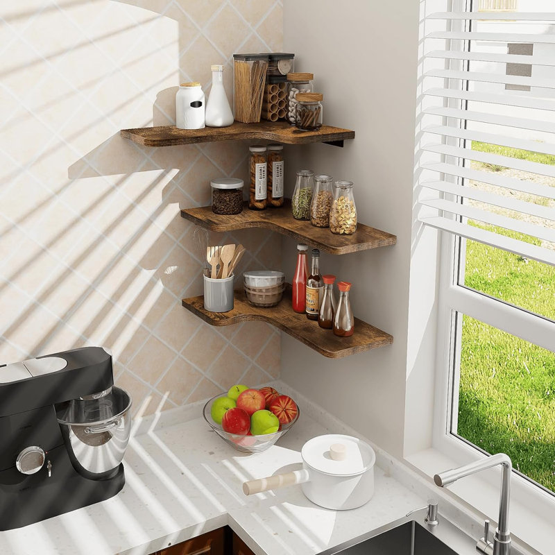 Clovill 3 Piece Corner Corner Shelf, Brown