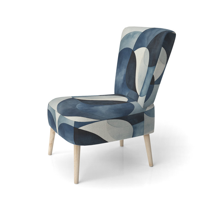 Chaise d'appoint Abstract Shapes - Chaise d'appoint en V Blue Minimal Curves, Chaise d'appoint sans accoudoirs