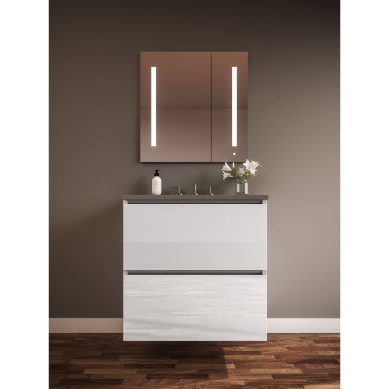 Cartesian Vanity 30" W (2 Drawers), Matte Sand, Lava Black