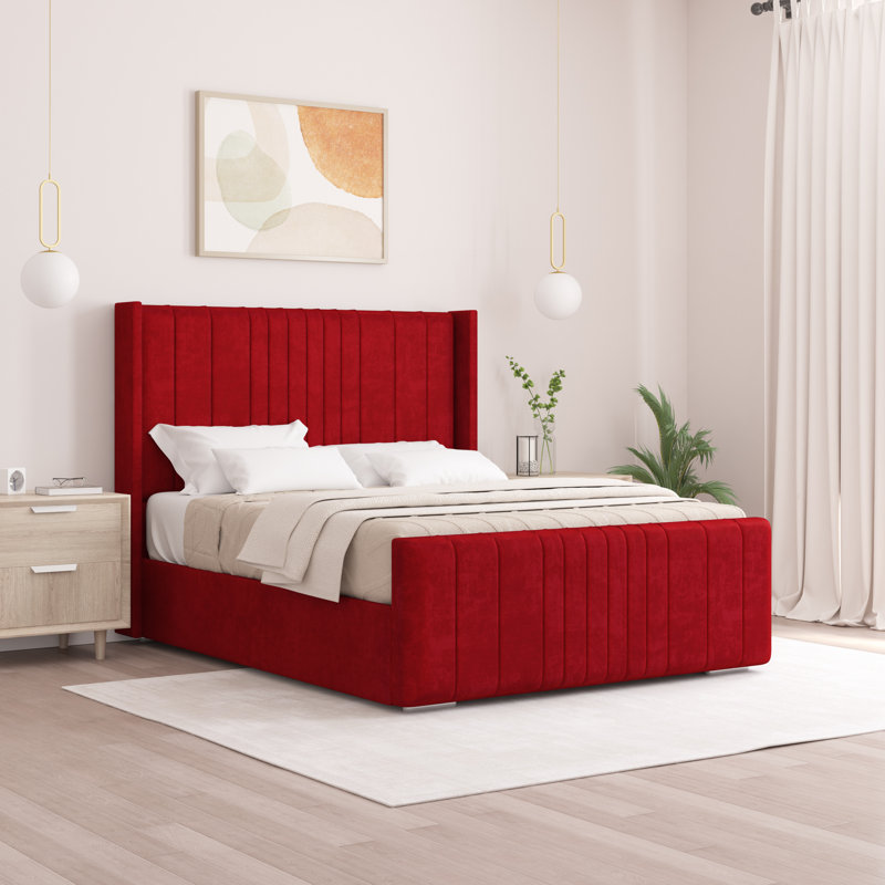 Denzel Upholstered Bed , Double (4'6), Red