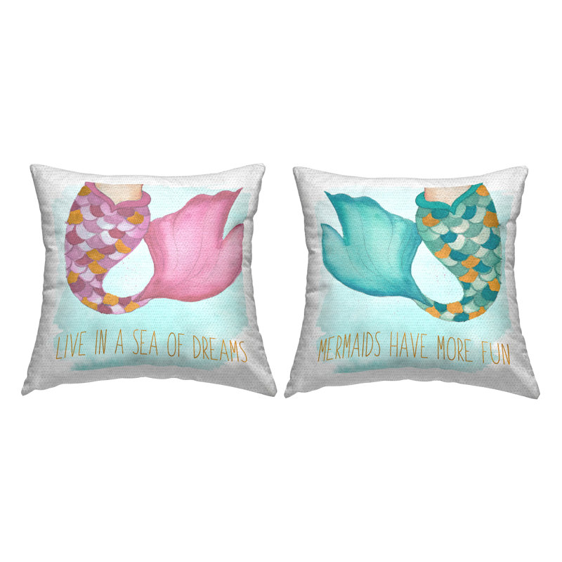 Ensemble de 2 coussins décoratifs Fun Mermaid Tails par Elizabeth Medley
