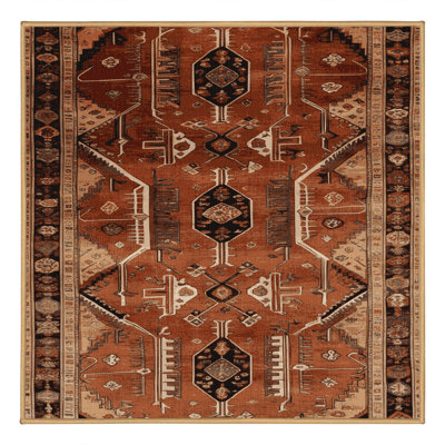 Machine Washable Persian Brown Area Rug