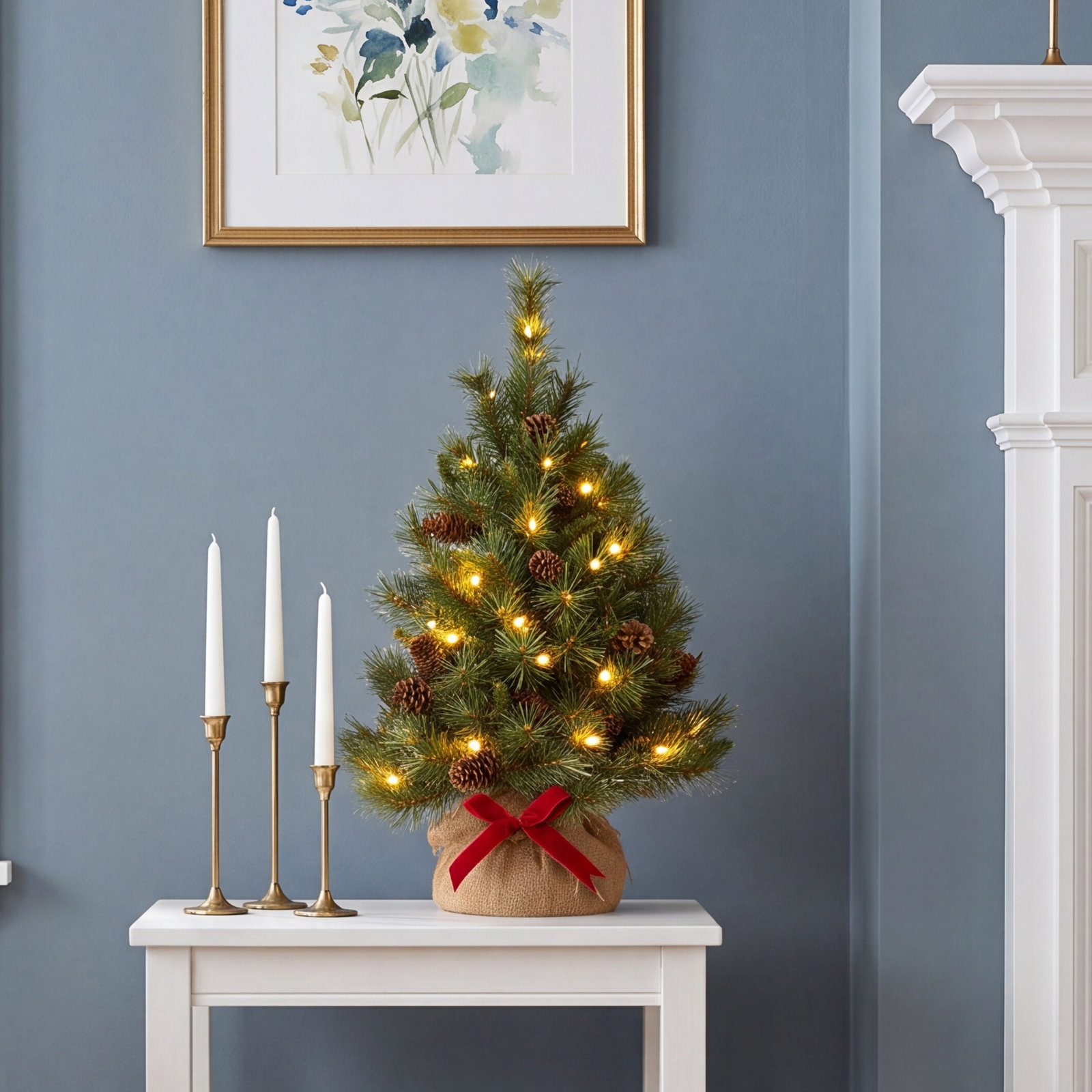 The Holiday Aisle® 3ft. Pine Cone Tree in Burlap Base with LED Lights
