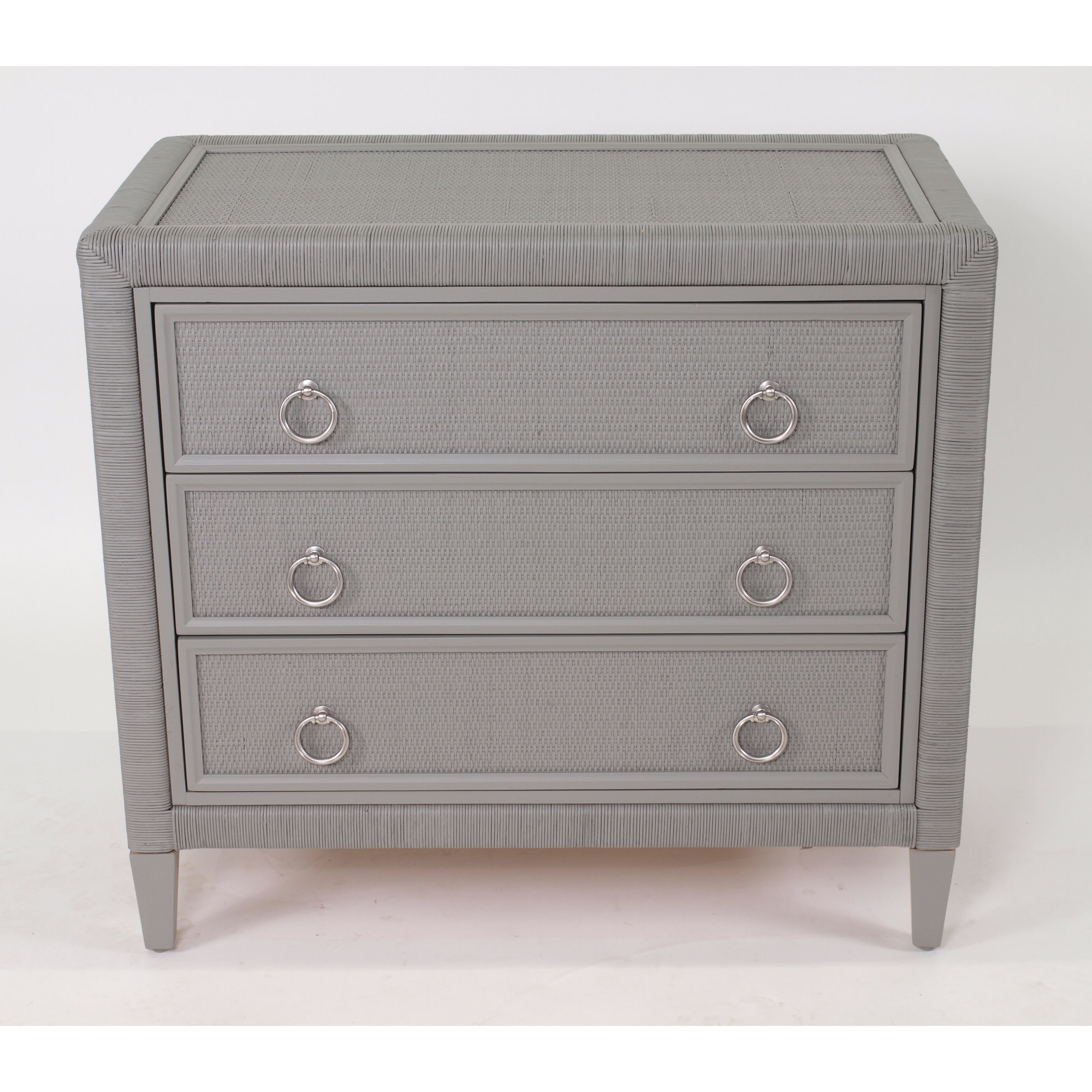 Warwick 3-Drawer Wicker Chest, Mushroom, Satin Nickel