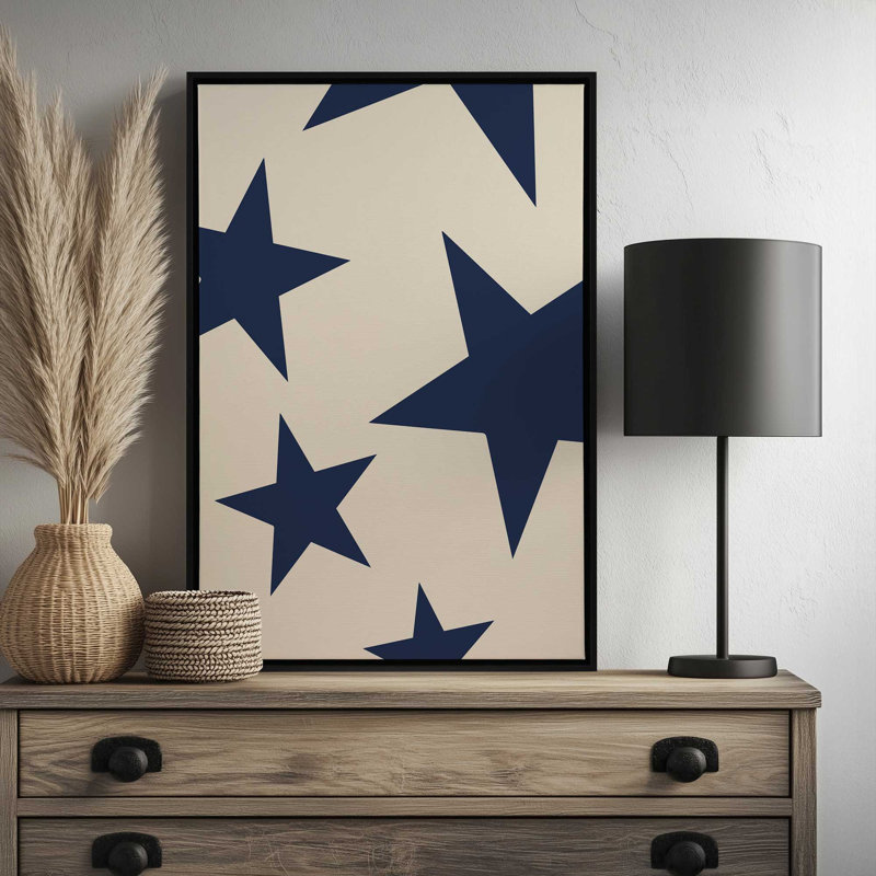 Impression sur toile bleu marine, beige et Big Ol Stars par Studio Studio More, H 40 po x l 30 po, Doré