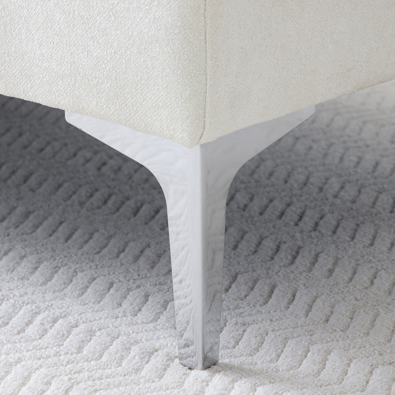Chaise longue de 55 po pour bureau de chambre à coucher, rembourrée beige avec accoudoir gauche et coussin lombaire, bouton, rembourrage en mousse souple, choix de chaise d'assemblage simple - tissu, mousse haute densité, facile (bois