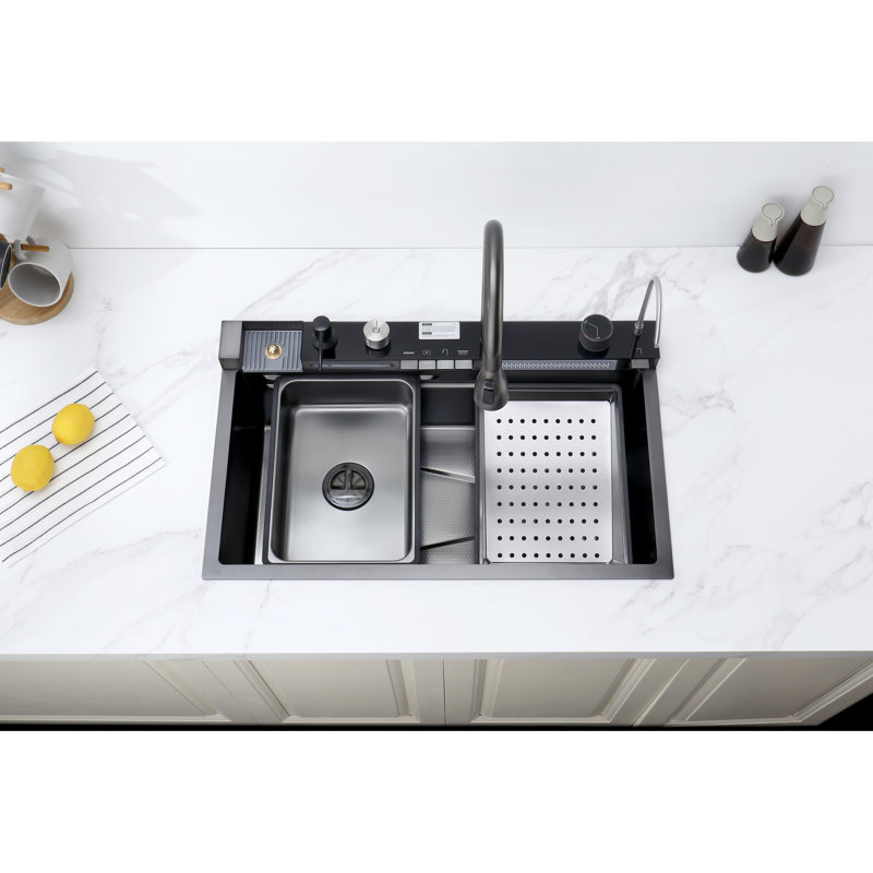 Stainless Steel Dish Sink - Brushed Finish With Drainage Control Knob Kitchen Vegetable In Corrosion Cut-Out Template