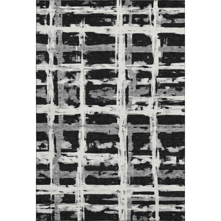 Premium Machine Washable Prisco Black Rug