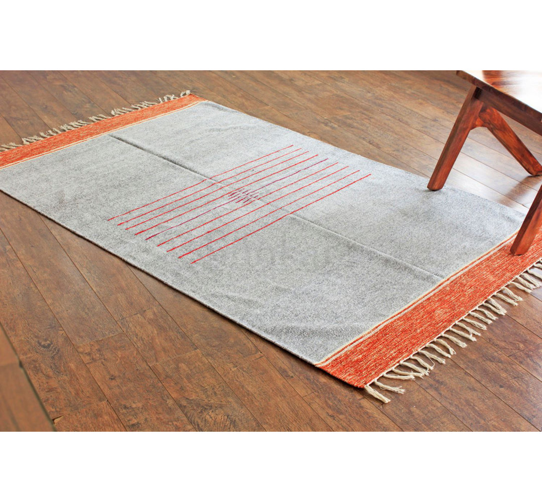 Donan Handwoven Reversible Cotton Grey Rug