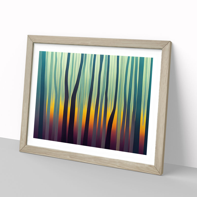 Mind Blowing Abstract Forest - Single Picture Frame Painting, 25cm H x 34cm W x 2cm D, Oak