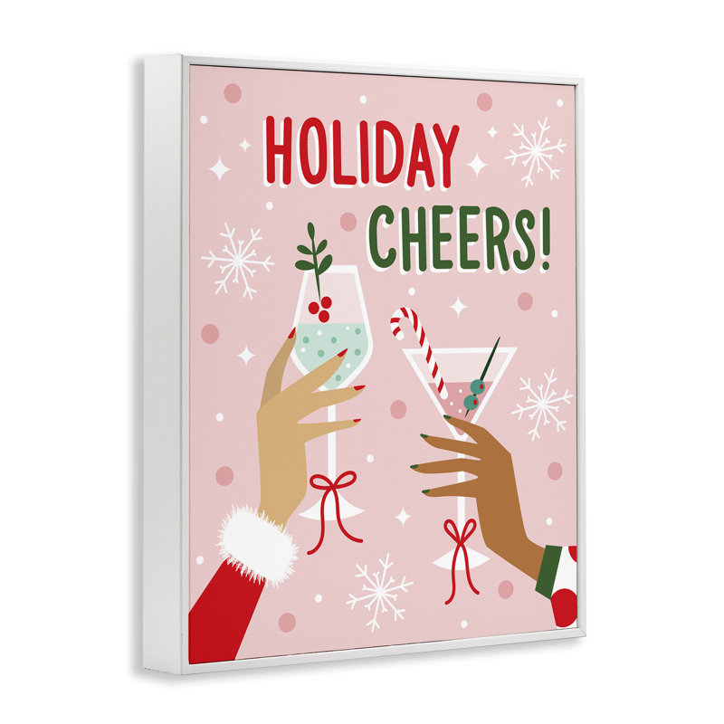«Holiday Cheers», art giclée, par Ilis Avilés, H 14 po x l 11 po, Estampe numérique encadrée blanc bord de mer