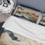 Ensemble de housse de couette abstrait en marbre orange et bleu abstrait River III-107147848