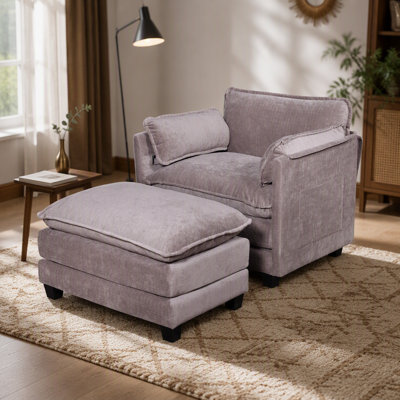 55,32 po x 39,76 po, canapé surdimensionné d'intérieur, repose-pieds portatif, canapé-lit simple Boucle avec siège plus large, coussin double profond, accoudoirs épais pour le salon, la chambre à coucher. 3 couleurs.