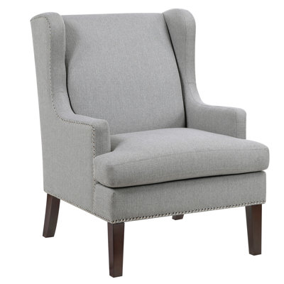 Rossana Accent Wing Armchair, Polyester, Wood, Nailhead
