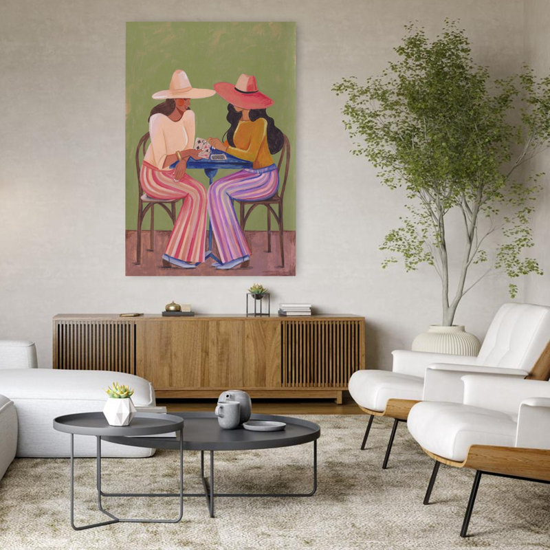 Art contemporain rétro coloré, H 36 po x l 24 po