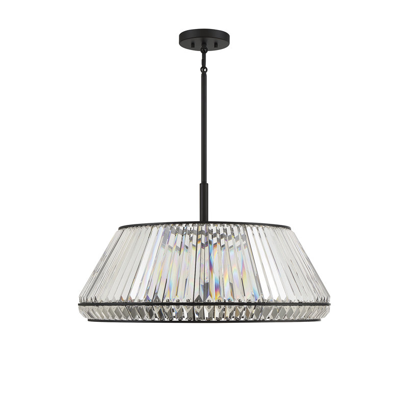 6 - Light Dimmable Geometric Chandelier, Black
