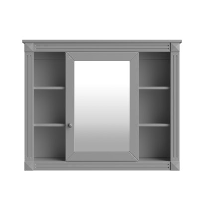 Rangement de salle de bain moderne avec armoire à miroir - 35 po x 28 po, polyvalent, gris, fonctionnel, spacieux, facile à installer