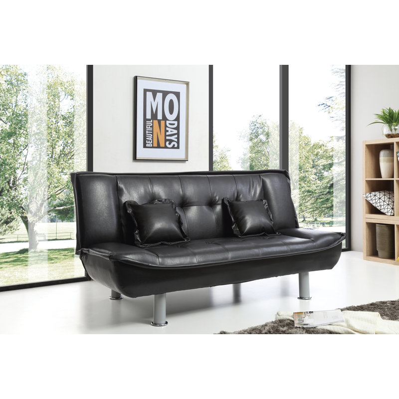 Lionel Sofa Bed, Black Faux Leather