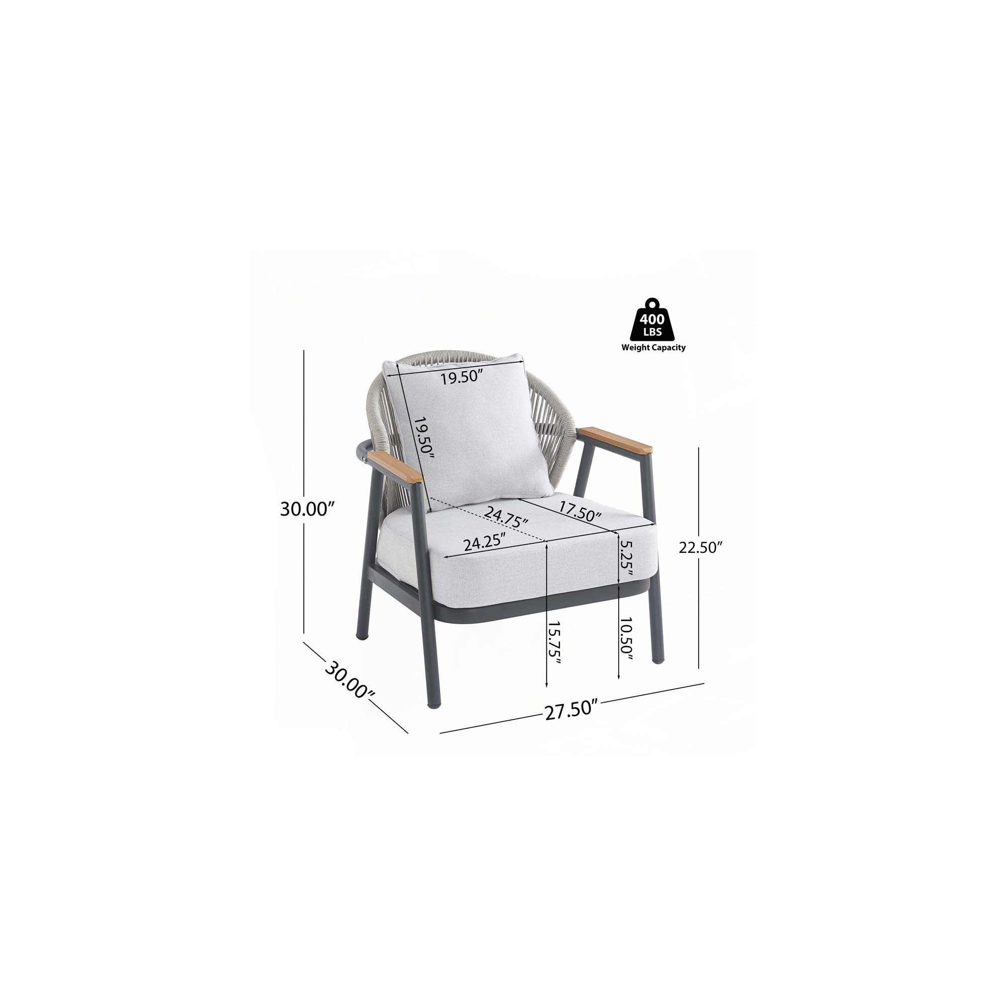Outdoor Rope Club Chair, Black