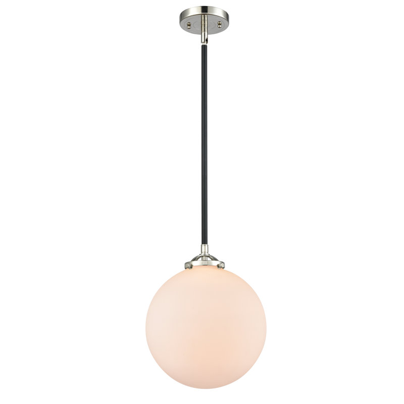 Clementina 1 - Light Single Pendant, Matte White, LED, Black Polished Nickel